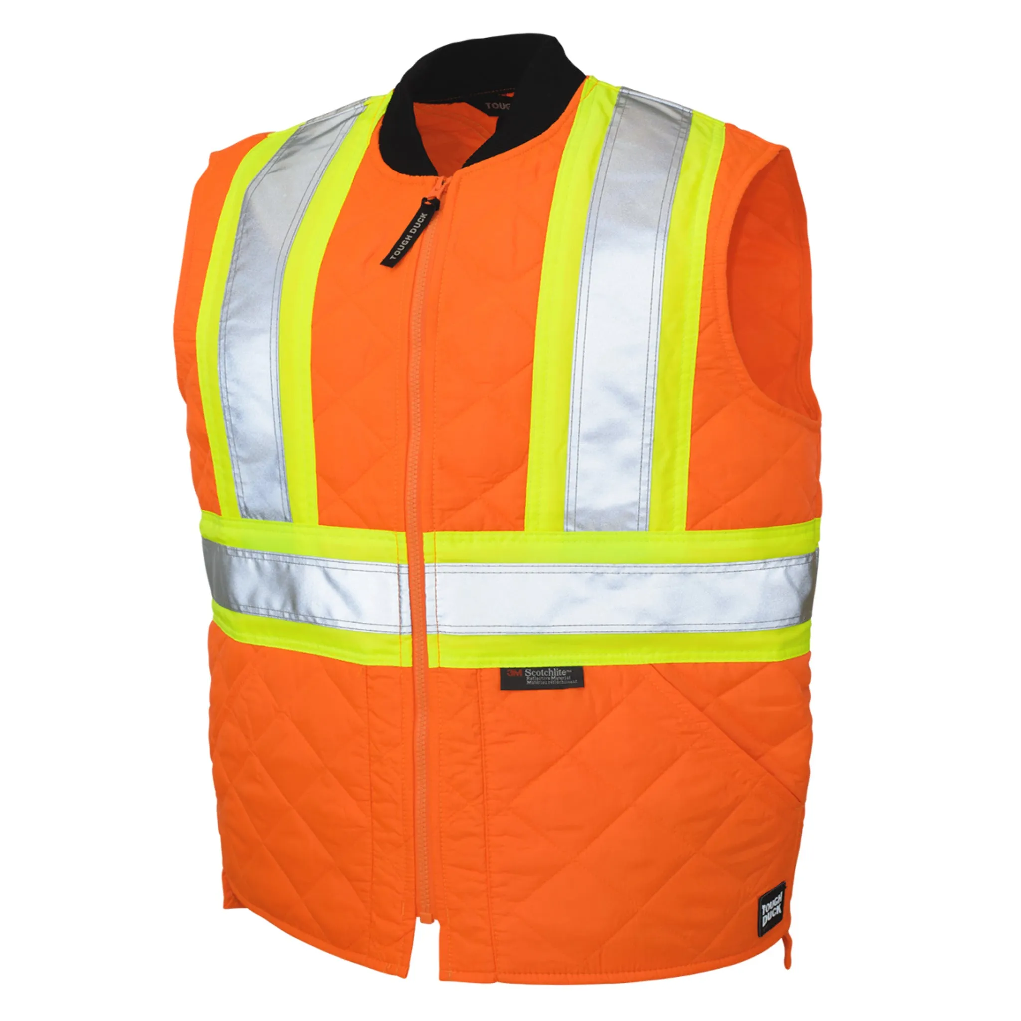 Tough Duck Men's Hi Vis Safety Work Vest SV05 - CSA Quilted Poly, Reflective, Warm, Durable, Easy Access, Pockets, ANSI Compliant | Sizes XS-5XL
