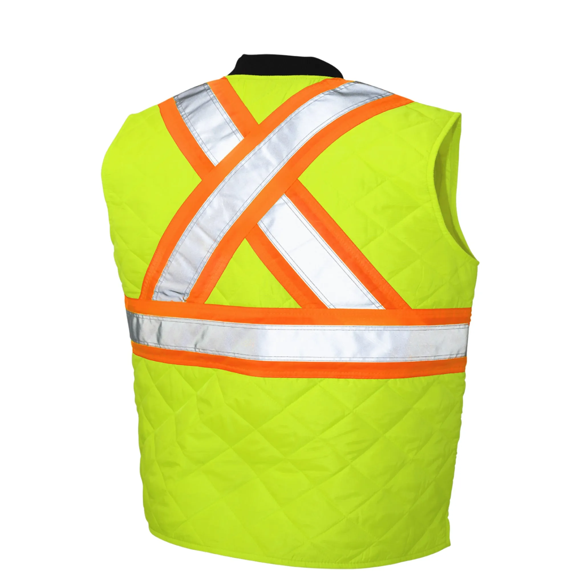 Tough Duck Men's Hi Vis Safety Work Vest SV05 - CSA Quilted Poly, Reflective, Warm, Durable, Easy Access, Pockets, ANSI Compliant | Sizes XS-5XL