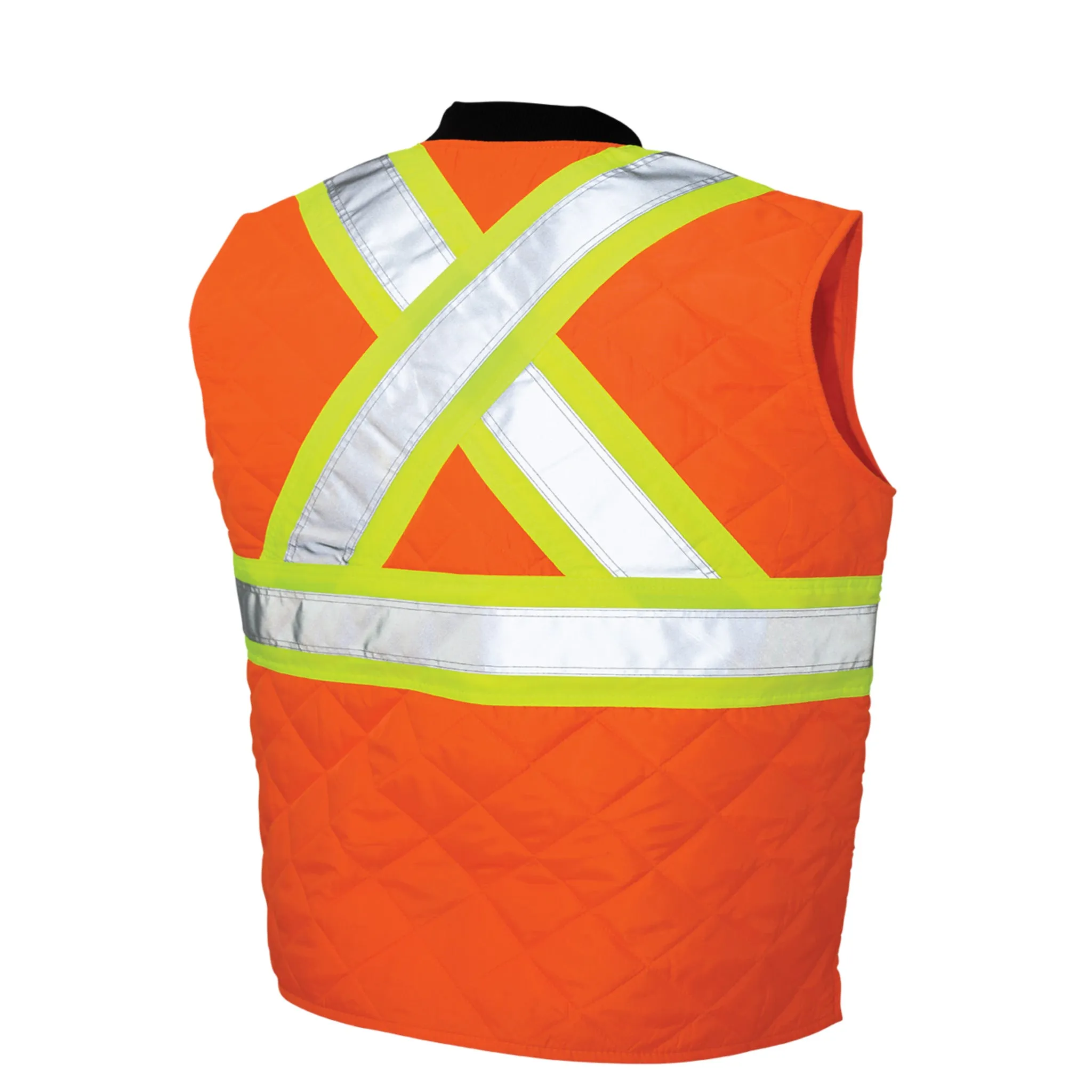 Tough Duck Men's Hi Vis Safety Work Vest SV05 - CSA Quilted Poly, Reflective, Warm, Durable, Easy Access, Pockets, ANSI Compliant | Sizes XS-5XL