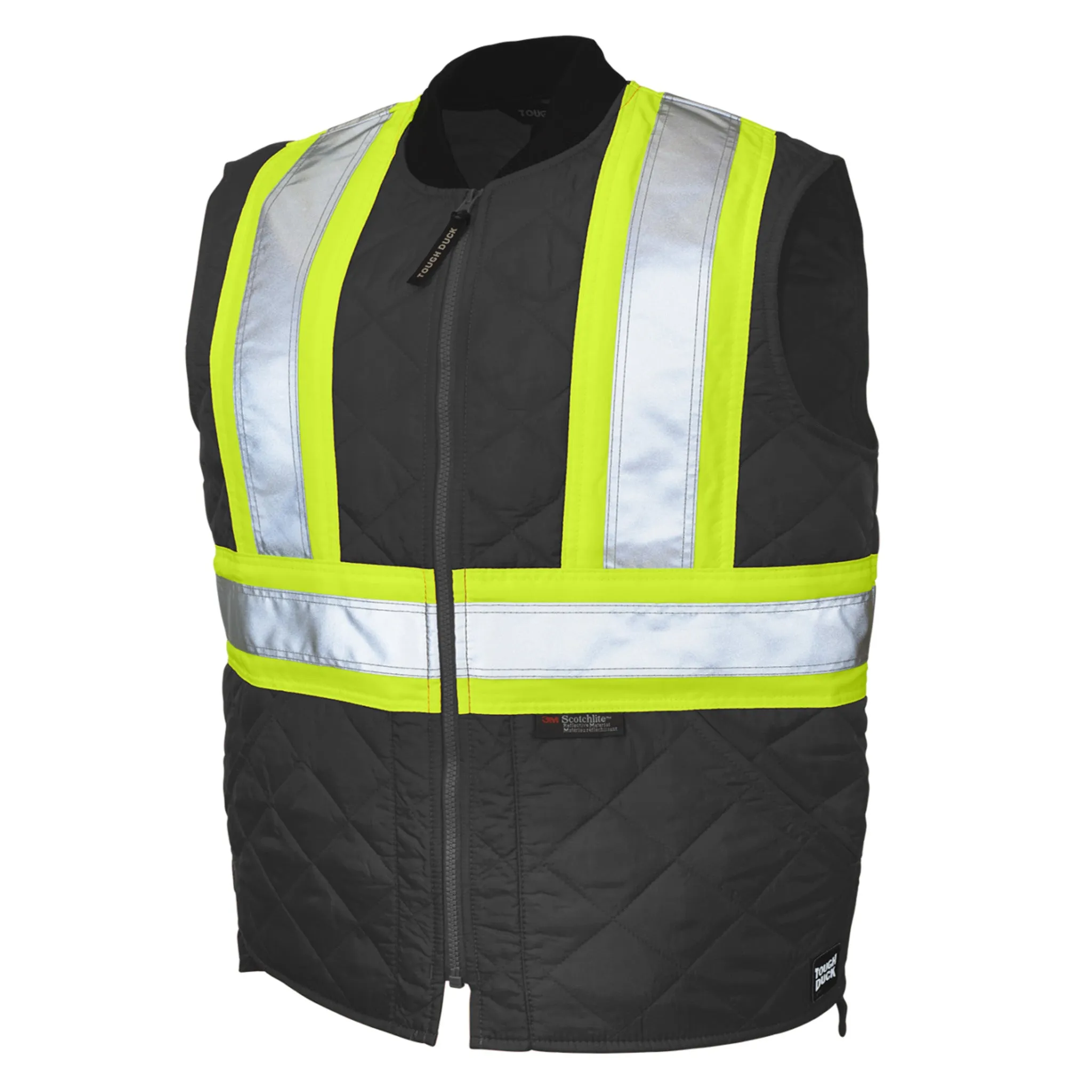 Tough Duck Men's Hi Vis Safety Work Vest SV05 - CSA Quilted Poly, Reflective, Warm, Durable, Easy Access, Pockets, ANSI Compliant | Sizes XS-5XL