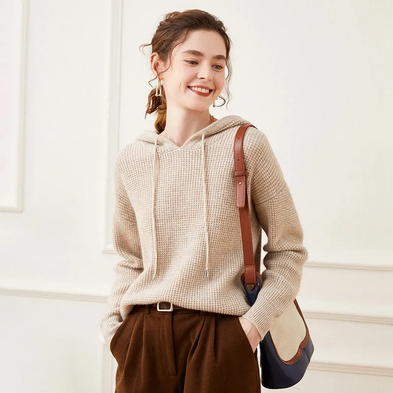 Women's Knitted Sweat Shirt Loose Hooded Cashmere Sweater