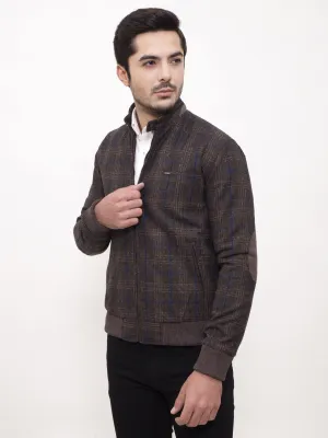 WOOLEN JACKET FULL SLEEVE BROWN BLACK