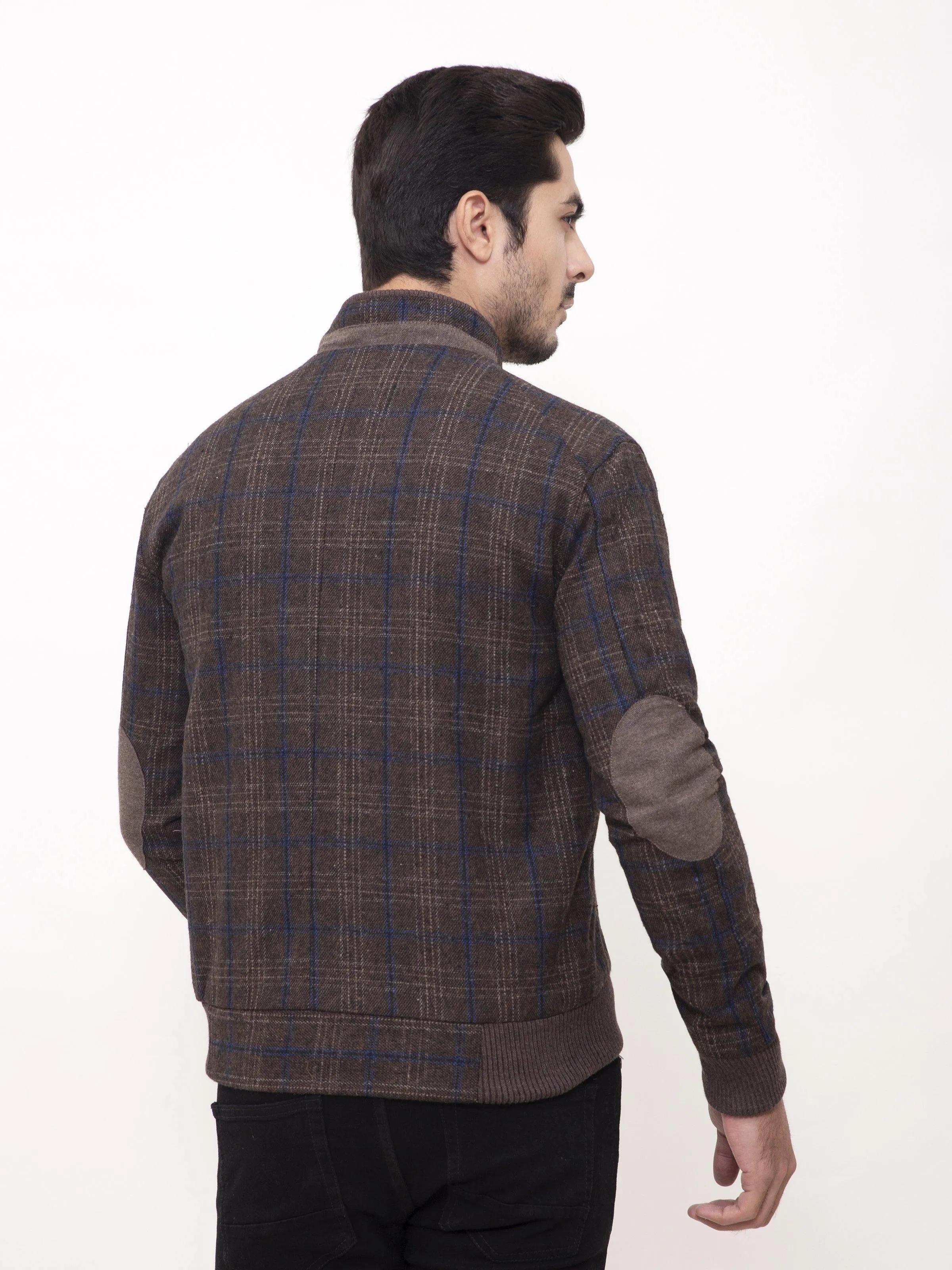 WOOLEN JACKET FULL SLEEVE BROWN BLACK